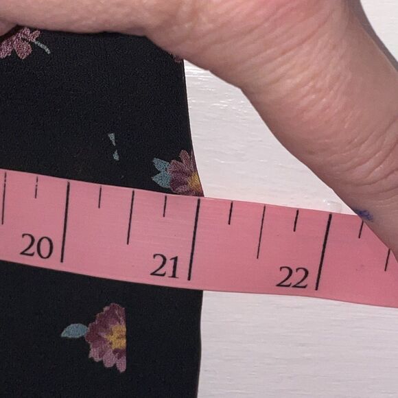 Vintage Maggie London Black Floral Dress Sheath Short Sleeve Lined Size M 90s - Picture 11 of 13